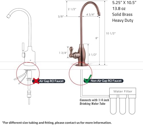 iSpring GK1-AW Reverse Osmosis Drinking Water Faucet, High Spout RO Faucet for Under Sink Water Filtration Systems, Antique Wine - Image 5