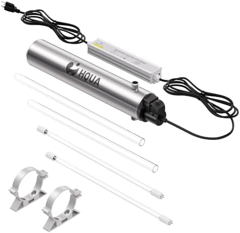 HQUA-TWS-12 Ultraviolet Water Purifier Filter for Whole House Water Purification,12GPM 120V, 1 Extra UV Lamp + 1 Extra Quartz Sleeve by HQUA