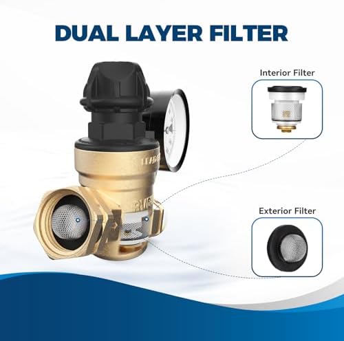 RVGUARD RV Water Pressure Regulator Valve With Adjustable Knob - Image 3