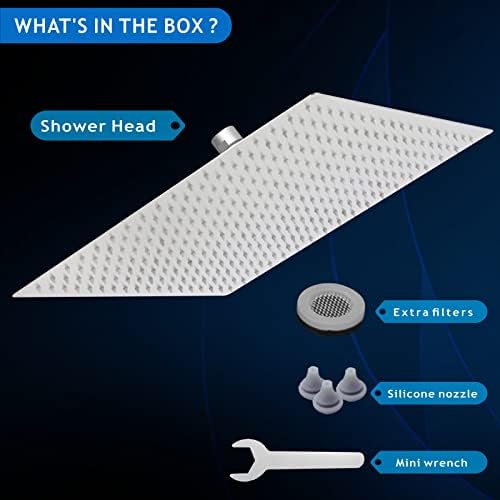Voolan Oversize Rain Shower Head - High Flow Square Rainfall Showerhead - Waterfall Full Body Coverage - Universal Ceiling or Wall Mount (16 Inch, Brushed Nickel) - Image 4
