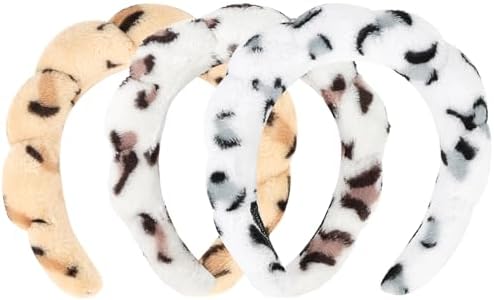 3 Pack Terry Cloth Headbands - Puffy Hair Bands for Skincare, Makeup, and Face Washing with Sponge by ACO-UINT
