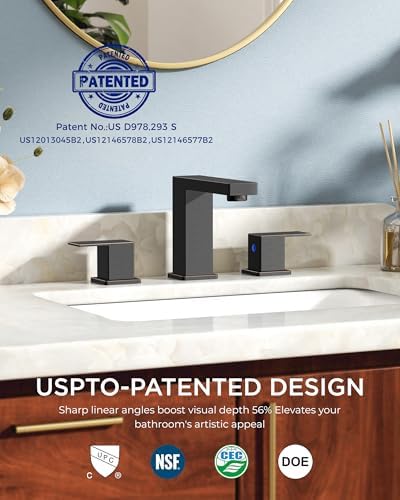 FORIOUS 3 Hole Oil Rubbed Bronze Bathroom Faucet Widespread Square, Antique - Image 2