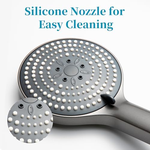 OFFO Handheld Shower Head Set, 6-Mode High Pressure Handheld Sprayer with 60" Ultra-Flex PVC Shower Hose, High Flow Large Powerful Boosting Handheld Showerhead for Low Water Pressure, Charcoal Grey - Image 7