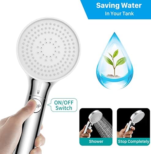 RV Shower Head with Hose, High Pressure Shower Head with Handheld On Off Switch, Travel Trailer, Motorhome and Boat and Camper Must Have RV Accessories Replacement Part, Chrome and White - Image 2