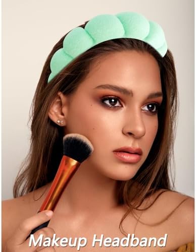 VELSCRUN Spa Headband, Makeup Face Wash Skincare Headbands, 6 Pcs Bright Green Sponge Bow Tie Get Ready HairBand Facial Wristband Set, Stuff for Teen Girls Women Trendy Fashion Hair Accessories - Image 3