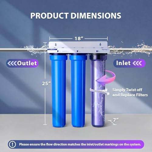 iSpring WCB32CKS+AHPF12MNPT12X2 Heavy Metals Whole House Water Filter System w/ 3/4'' Push-Fit Braided Stainless Steel Hose Connectors, Reduces Lead, Chloramine, PFAS, Chlorine, Sediment - Image 5