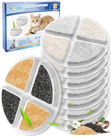 8 Pack Pet Water Fountain Filter Replacement Fit for 101oz/3L by MyfatBOSS
