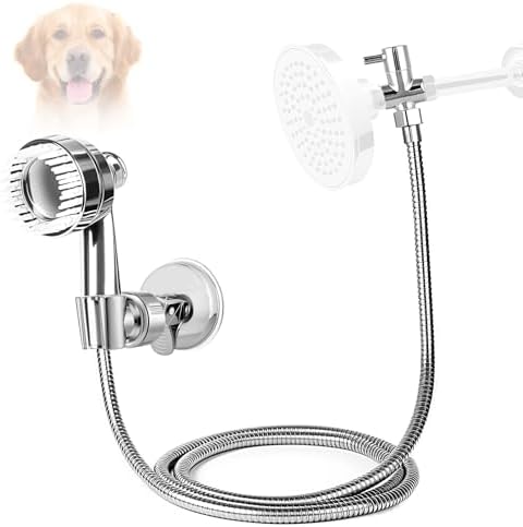Pet Shower Attachment with 8.2ft Hose & Silicone Brush，Three modes Dog Bathing Tool，Easy Connect to Bathtub Faucet for Dogs Cats Home Use by Unknown
