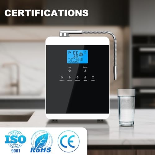 Alkaline Water Ionizer Machine for Home, 11 Titanium Plates Alkaline Water Machine, pH 4-10.5 Acid Water Purifier, Water Filter Up to -600mV ORP | 10000 Liters Per Filter, Auto-Cleaning, Black - Image 2