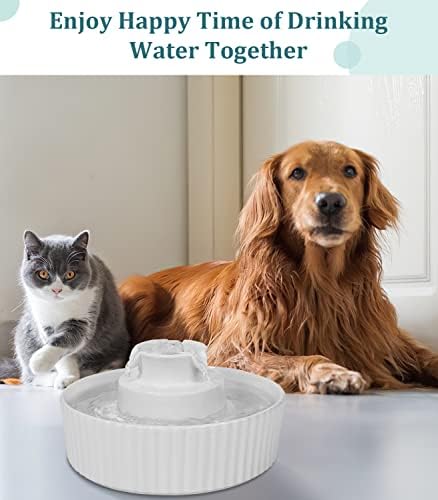 Ceramic Cat Water Fountain, Pet Ceramic Water Fountain Dispenser, 2.1 L Drinking Fountains Bowl for Cats and Dogs with Replacement Filters and Foam(White) - Image 6