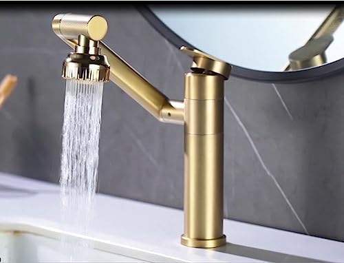 Bathroom Sink Faucet Champagne Gold 1080 Degree Swivel Lavatory Basin - Image 3