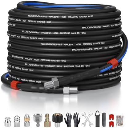 Sewer Jetter Kit for Pressure Washer 50ft, 1/4 Inch NPT, 5800PSI by TUTULUCK