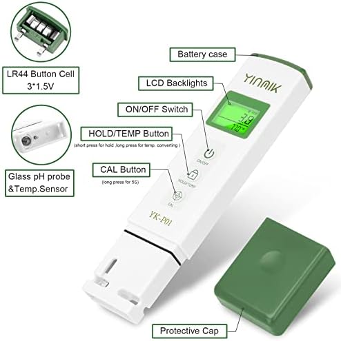 YKMINK YK-P01 pH Tester, Digital pH Meter for Water,pH Temp Meter with ATC - Image 2