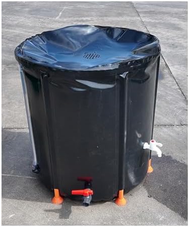 Rainwater Harvesting Tank FlexibleWater Storage Barrel with Mesh Filter Lid Fabric Large Capacity Water Collector(Noir,100L) by Unknown