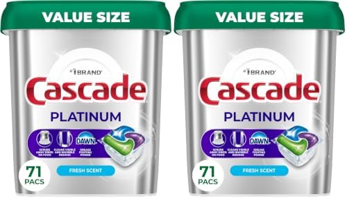 Cascade Platinum Dishwasher Pods, Dishwasher Detergent, Dish Detergent Soap, Fresh, 71 Count (Pack of 2) by Cascade