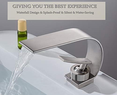 becola Modern Bathroom Faucet, Low Arc Brass Ceramic Valve Vanity Single Hole Bathroom Sink Faucet, Touch On Single Handle Hot and Cold Water Mixer Tap - Brushed Nickel - Image 3