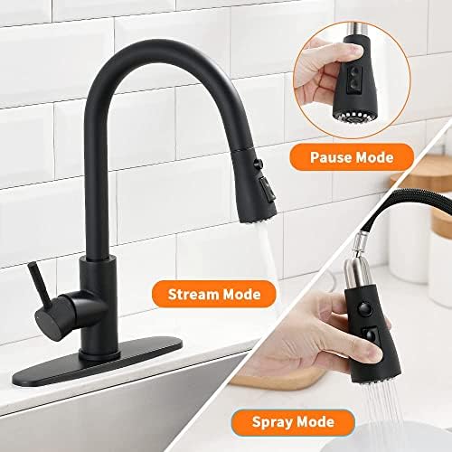 Black Kitchen Faucets with Pull Down Sprayer Kitchen Sink Faucet with Pull Out Sprayer Single Hole Deck Mount Single Handle Stainless Steel Grifos De Cocina 866068R - Image 3