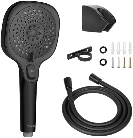 RV Shower Head with Hose and On Off Switch, 3-Spray Camper Water Saving and High Pressure Shower Head with Hose for RV, Camper, Van, Travel Trailer, Motorhome and Boat, Matte Black by Awelife