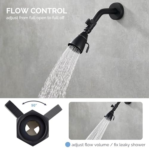 Angle Simple Shower Shut Off Valve, Flow Adjuster, Matte Black, 2 Pack - Image 5
