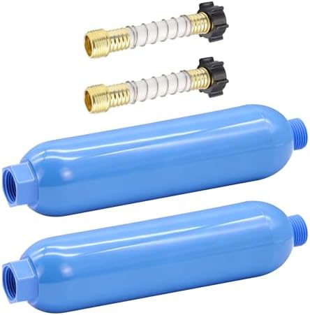 RV Inline Water Filter with 2 Flexible Hose Protectors, 20-Micron Advanced GAC & KDF Filtration Reduces Bad Taste, Odor, Chlorine, Sediment for RVs Campers Marines by Unknown