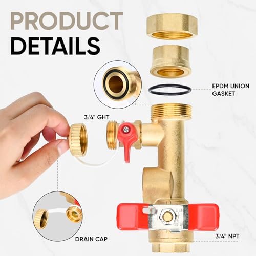 Upgrade 3/4 Inch IPS Isolator Tankless Water Heater Service Valve Kit, Isolation Valve with Pressure Relief Valve, Lead-Free Brass, Compatible with Rheem/Rinnai/EcoSmart/Navien/Noritz/Takagi/Bosch - Image 3