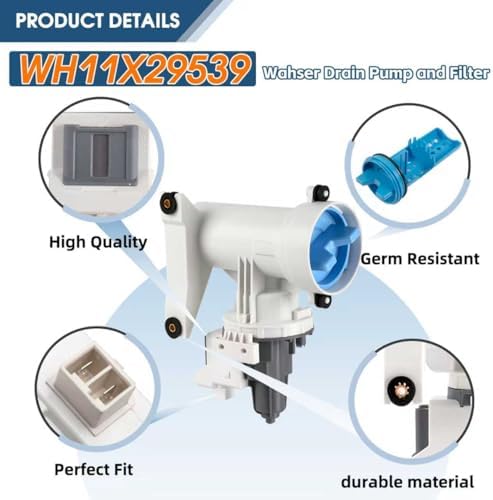 OEM WH11X29539 WH11X39237 Wahser Drain Pump and Filter Assembly, Clothes Drain Pump Compatible with GE Top Load Washer, Replacement Part 4962370 B25-3A04 AP6986715 PS16217203 EAP16217203 for GE - Image 3