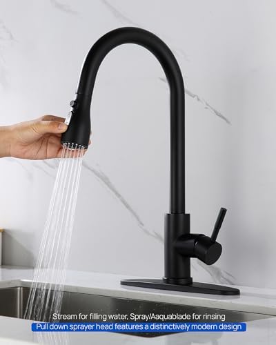 J-HVA Pull Down Kitchen Faucet Sprayer Head Replacement Part, Matte Black - Image 4