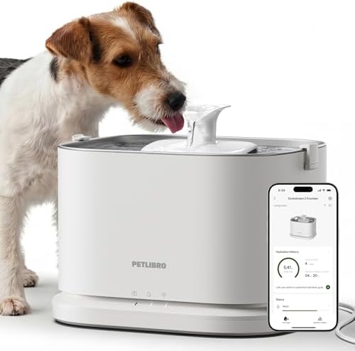 PETLIBRO Quiet Dog Water Fountain Stainless Steel Tray, Smart Pet Water Fountain for Dogs Inside with App Monitoring, 3L Dog Fountain Water Bowl, Automatic Water Dispenser for Dogs, Cat Water Fountain by Unknown