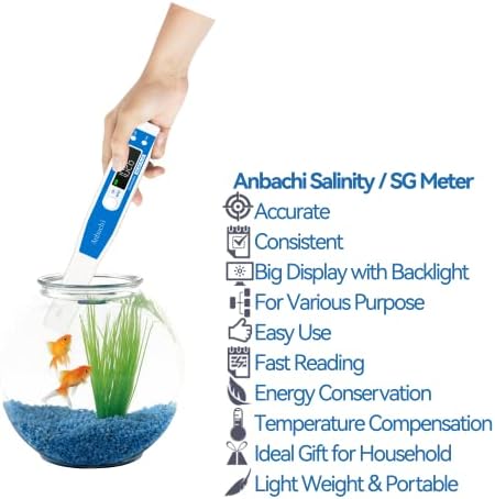Saltwater Meter Salinity Meter Digital Water Tester Hydrometer Ideal for Hydroponics Aquarium Fish Pond Aquaculture High Accuracy Pen Type Meter Specific Gravity(SG) Salinity and Temperature 3 in 1 - Image 6
