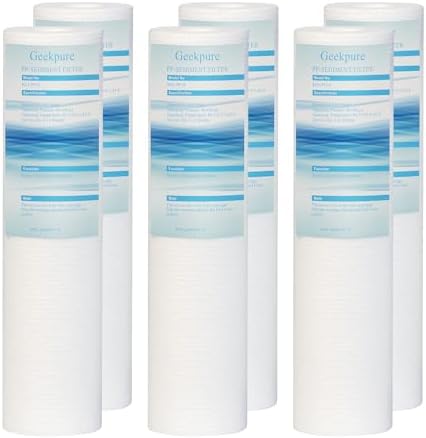 Geekpure 10 Inch PP Sediment Filters 2.5" x 10" -5 Micron-Pack of 6 by Geekpure