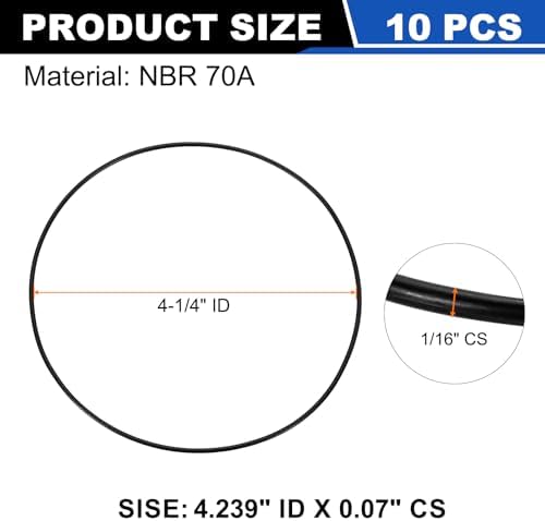 uxcell 10Pcs AS-046 NBR 70A O-Rings 4-1/4"ID x 1/16"CS/4.239"ID x 0.07"CS - Image 2