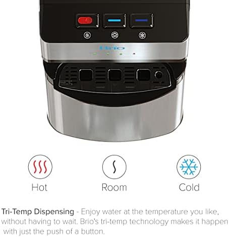 Brio 520 UV Self-Cleaning Bottleless Water Cooler Dispenser, UL Certified | Built-in 2 Stage Filtration (2 Free Replacement Filters Included) Reduces PFAS & Microplastics | 3 Temp (Hot Cold, Room) - Image 4