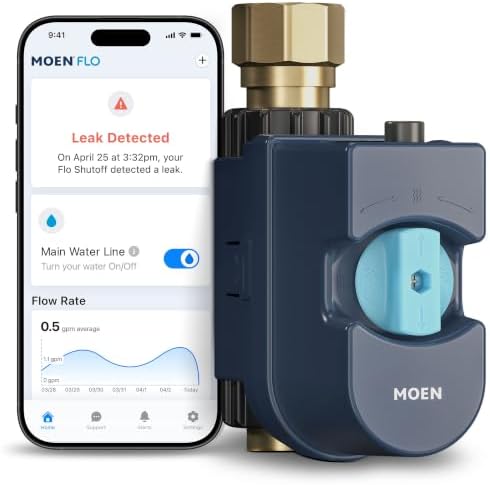 Moen 900-006 Flo Smart Water Monitor and Automatic Shutoff Sensor, Wi-Fi Connected Water Leak Detector for 1-Inch Diameter Pipe by Unknown