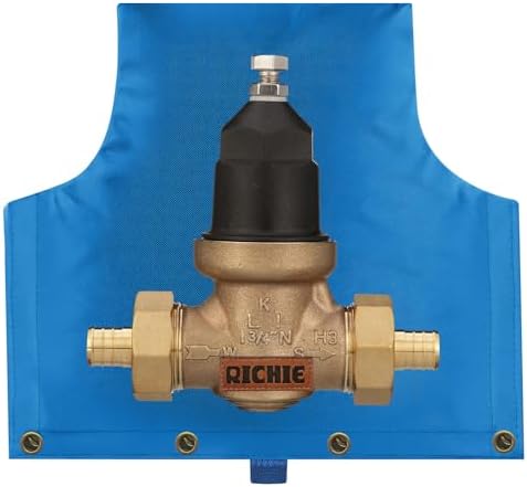 Backflow Preventer Insulated Cover (5°F) for Winter Freeze Protection, 14" W x 13" H Thickened Pressure Reducing Value & Well Pump Cover, Outdoor Waterproof Insulation Pouch for Sprinkler Valve, Blue by RICHIE