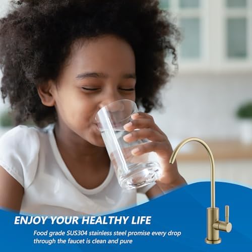 WEWE Drinking Water Faucet for RO System, Non-Air Gap, Brushed Gold - Image 3