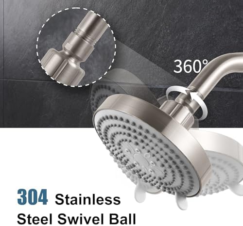 OFFO Shower Head, High Pressure Shower Head with 6 Mode, Fixed Showerheads for Strong Water Flow & Relaxing Shower Experience, Brushed Nickel - Image 3