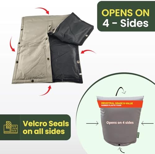 The Original Pipe Insulation Cover (5˚F) Winter Pipe Insulation (UV-Coated),Pump Cover, Sprinkler Irrigation Valve Cover, Backflow Preventer Freeze Protection (25W X 36H 4-Way) - Image 2