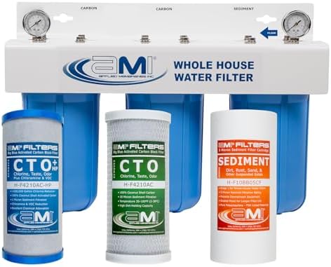 Applied Membranes Inc. 3-Stage Whole-House Water Filter System with 10-Inch Sediment and Carbon-Block Filters by AppliedMembranesInc