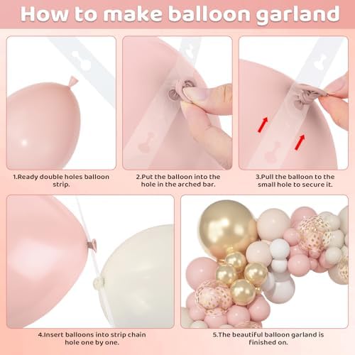 Amandir 153pcs Dusty Pink and Gold Balloon Garland Arch Kit Different Sizes - Image 3