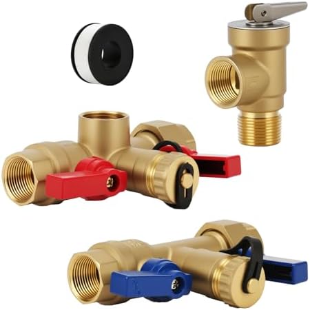 3/4 Inch IPS Isolator Tankless Water Heater Service Valve Kit with Pressure Relief Valve, Lead-Free Brass by HOME