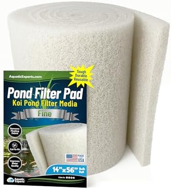 Classic Koi Pond Filter Pad FINE - White Bulk Roll Pond Filter Media, Ultra-Durable Pond Filters for Outdoor Ponds, Reusable Fish Pond Filter Material, USA, Aquatic Experts (3/4" - 1" x 14" x 56") by AquaticExperts