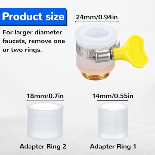 1 Pcs Faucet Hose Adapter, Kitchen Sink Faucet Adapter to Garden Hose Compatible with Multi-Water Filters, with 14-24mm Inner Diameter (0.55-0.94 inches) - Image 5