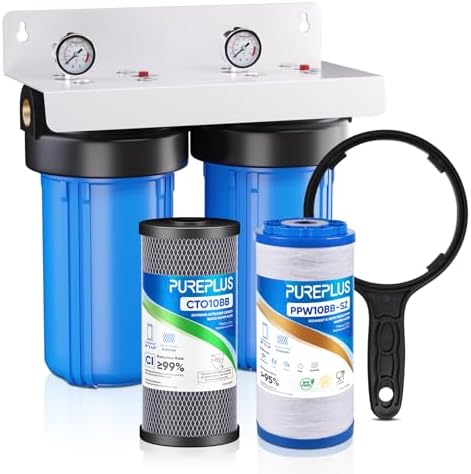 PUREPLUS 2-Stage Whole House Water Filter, Sediment, Iron Reduce & Carbon by PUREPLUS