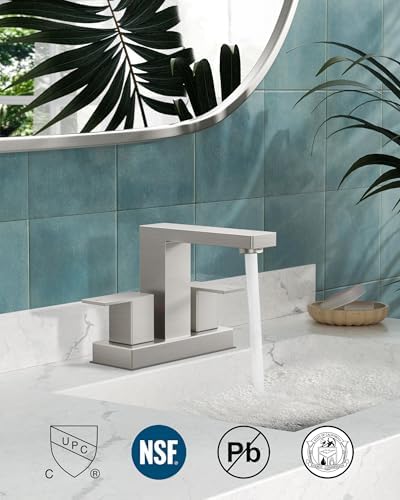 FORIOUS 4 Inch Brushed Nickel Bathroom Faucet Centerset 2 Hole, Commercial - Image 2