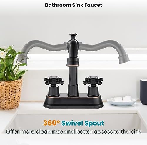 gotonovo 4 Inch Centerset Bathroom Faucet 2 Hole Vintage, Oil Rubbed Bronze - Image 5
