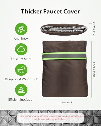 Outdoor Faucet Covers for Winter Freeze Protection, Kanosan 8.3"H X 6.7"W Thickened Reflective Outside Spigots Covers Hose Bib Insulated Sock for Winter Cold Weather, 2 Pack Brown - Image 2
