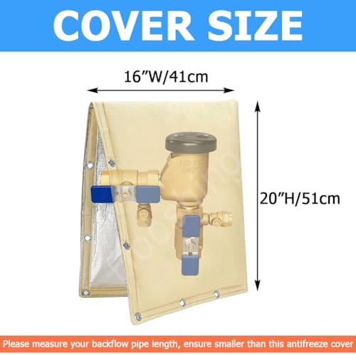 Hooshing Backflow Preventer 2-Way Opening Pipe Insulation Cover 16" W x 20" H Faucet Water Well Pump Sprinkler Cover Freeze Rust Protection Outdoor Weather - Image 2