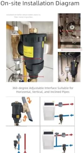 Heating System Magnetic Dirt Filter, DN20 To DN32 Threaded Connection, Sludge Separator For Boiler And Heater, 1-Stage For Rust And Impurity Removal, Black Finish(DN20/3/4 male valve) - Image 3