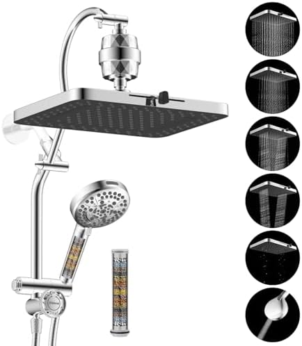 Hibbent 5-spray Dual Filtered Rainfall Shower Head with 10 Spray Handheld by Hibbent