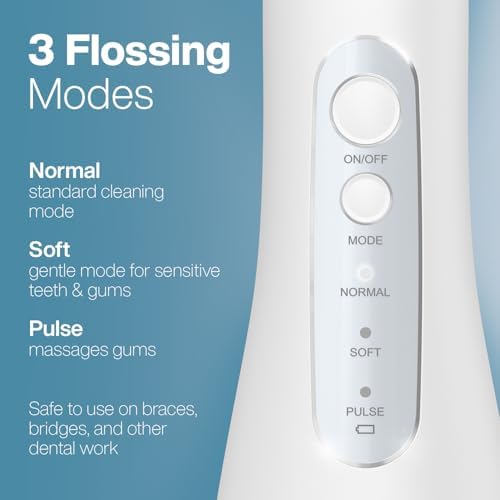 AquaSonic Aqua Flosser PRO - Rechargeable Electric Cordless Water Flosser for Teeth, Gums & Tongue - Waterproof Modern Design, 300ml Large Tank, 3 Modes, 6 Jet Tips, Deluxe Tongue Nozzle - Optic White - Image 3